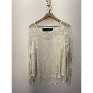 NEW ROMANTICS Crew Neck Long Sleeve Blouse White
